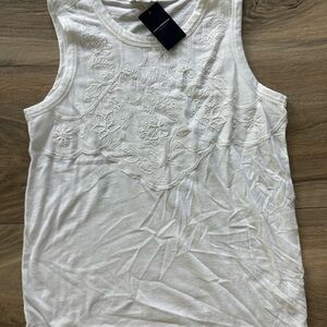 Lucky Brand White Embroidered Sleeveless Top women’s S NWT